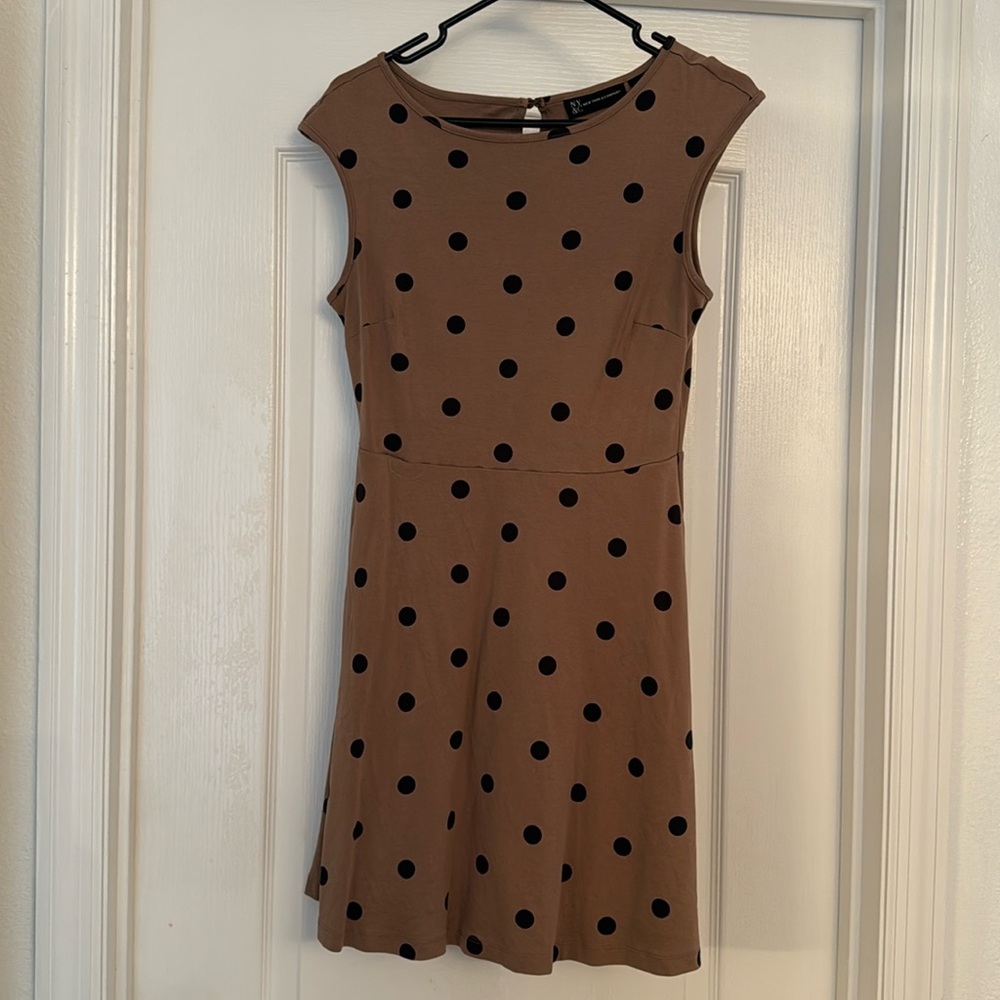 NY&CO brown polka dot skater dress